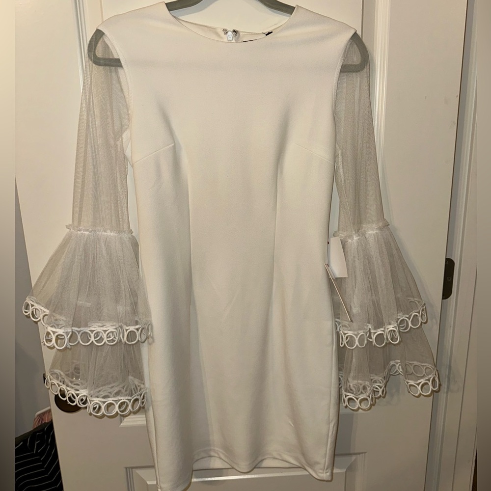 white dress with fun sleeves!